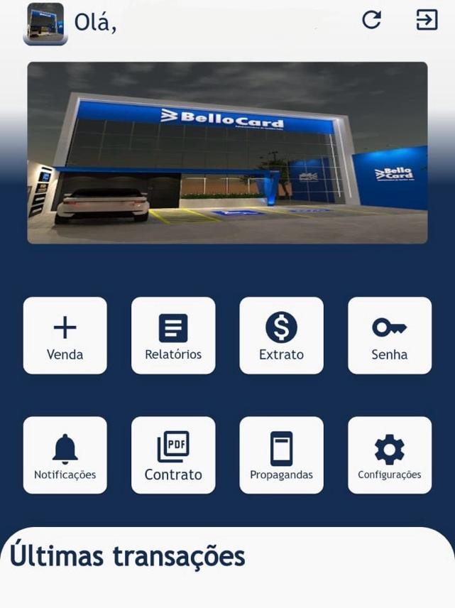 Tela inicial do app com botão Relatório