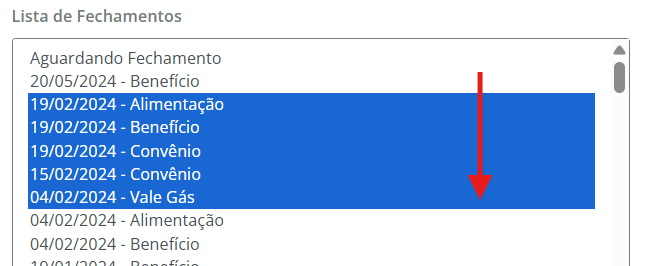 Lista de Fechamentos