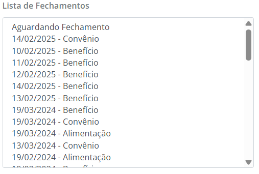 Lista de Fechamentos