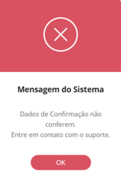 Mensagem de erro - dados não conferem